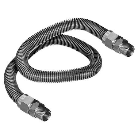 Flextron Gas Line Hose 5/8'' O.D. x 72'' Length with 1/2" MIP Fittings, Stainless Steel Flexible Connector FTGC-SS12-72A